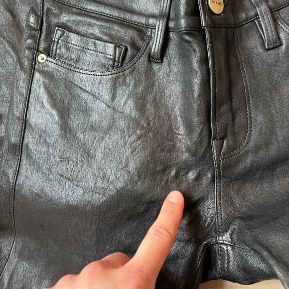 Frame Denim Shiny Black Leather Pants - Picture 8 of 11